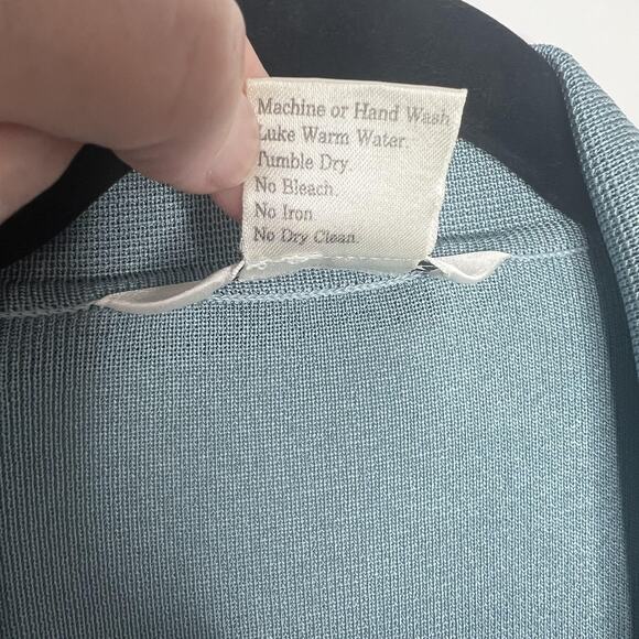 Misook Sweater Womens 1X Blue Open Front Cardigan Contrast Trim Long Sleeve - Picture 4 of 12